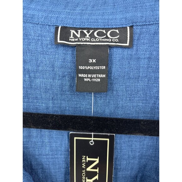 NYCC NEW York Clothing Co V-Neck Blouse Top Indigo Blue 3X NEW - Picture 3 of 4
